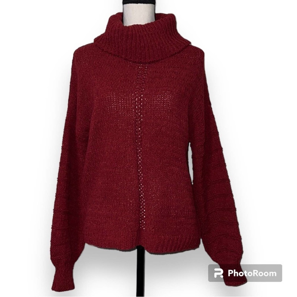 Wonderly womens medium long sleeve cowl neck pullover sweater gourmet red new